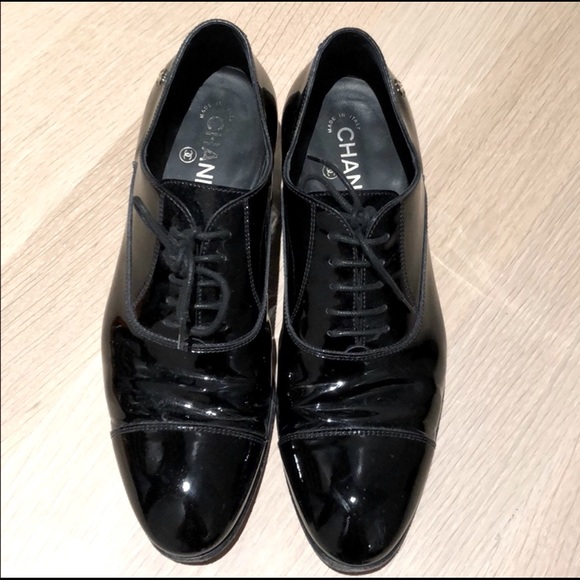 Chanel patent leather oxfords